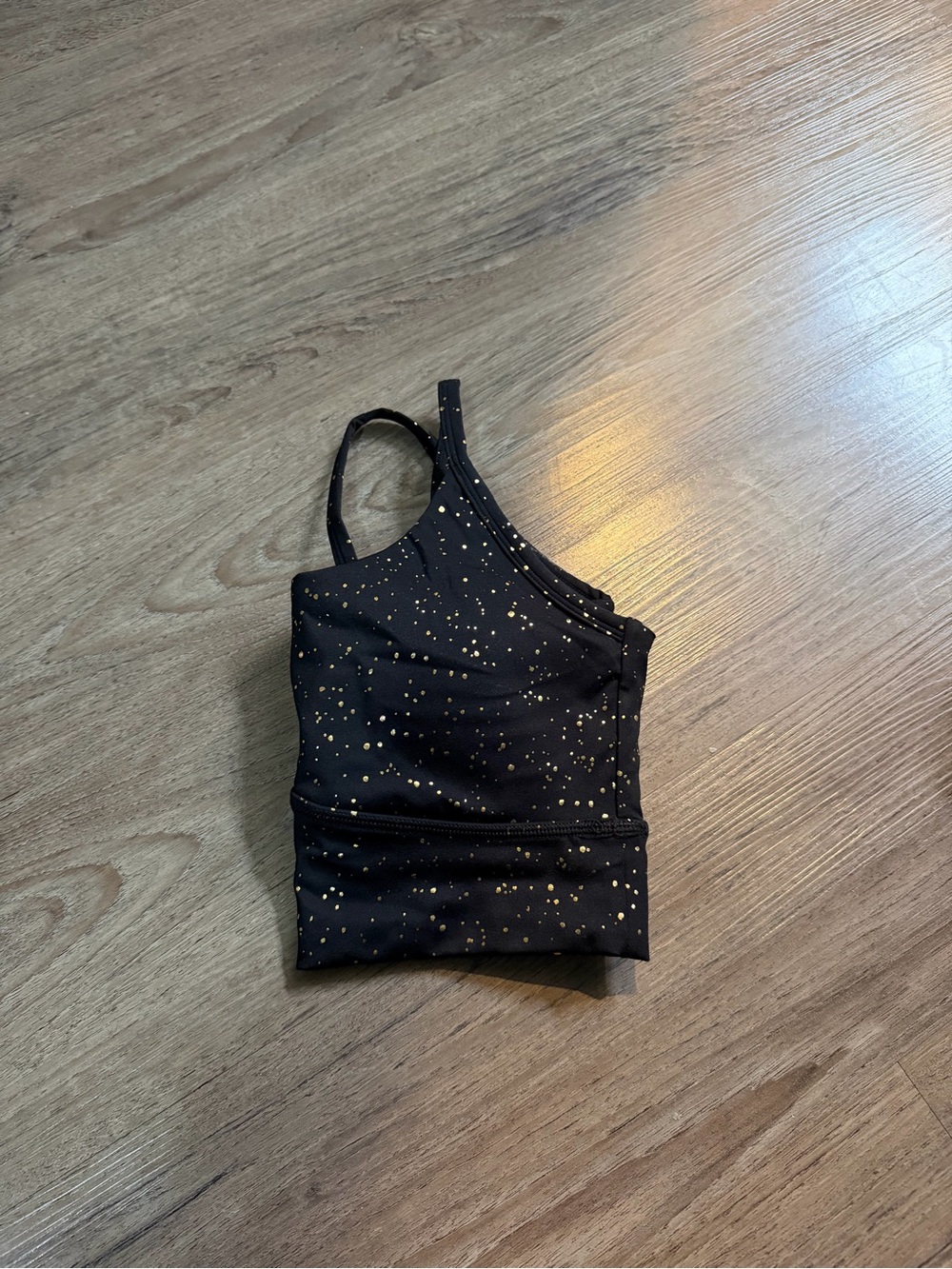 Black Gold-Splatter One-Shoulder Women's Tank Top